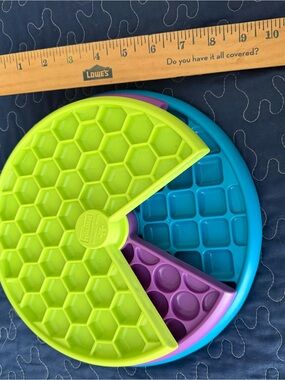 Circular Pet Treat Puzzle - Treat dispenser , Teal, Purple, Lime